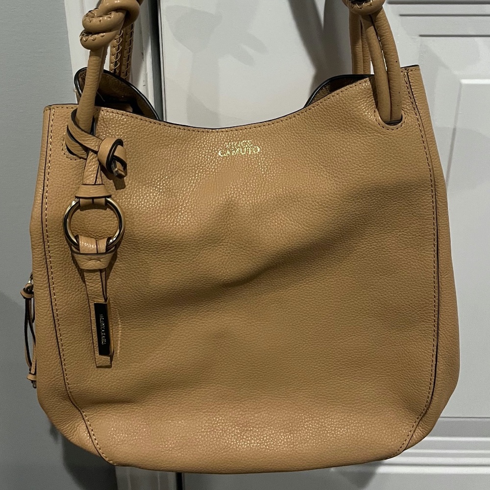 Vince Camuto Tan Leather Bag with Triple Compartment